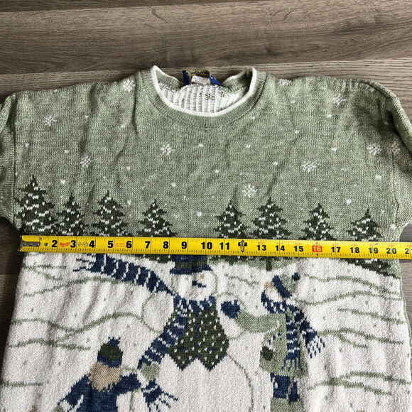 VTG Willow Ridge Sweater Womans Medium Acrylic Winter Snowman Nature Made in USA - Picture 6 of 8
